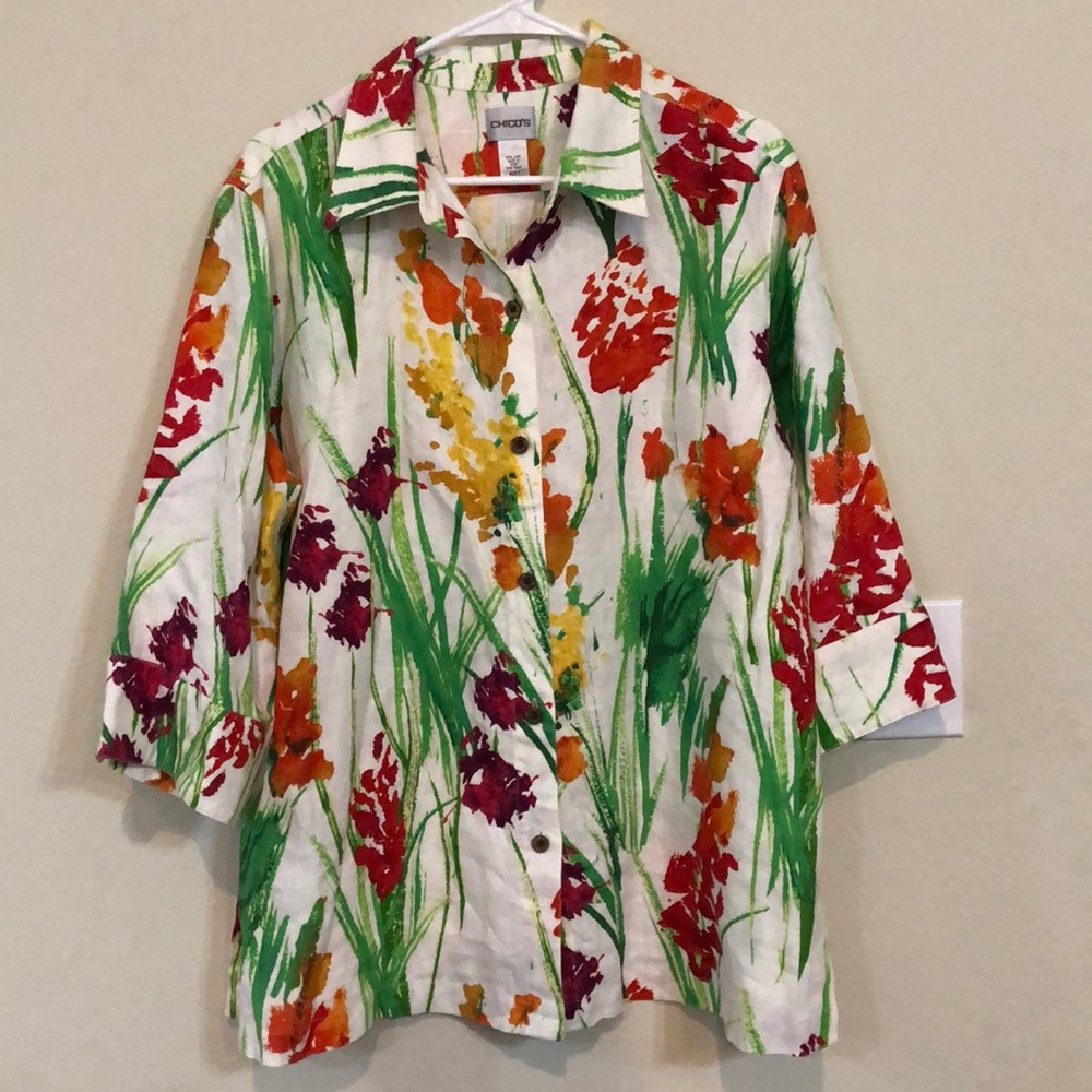 🔴Chico’s Linen Button Down